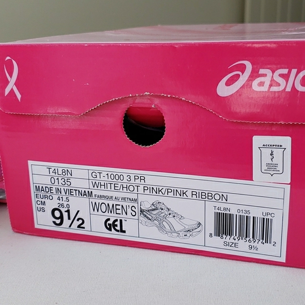 Asics women's 9.5 Breast Cancer Awareness Pink Ribbon GT 1000 3 PR - Picture 12 of 16